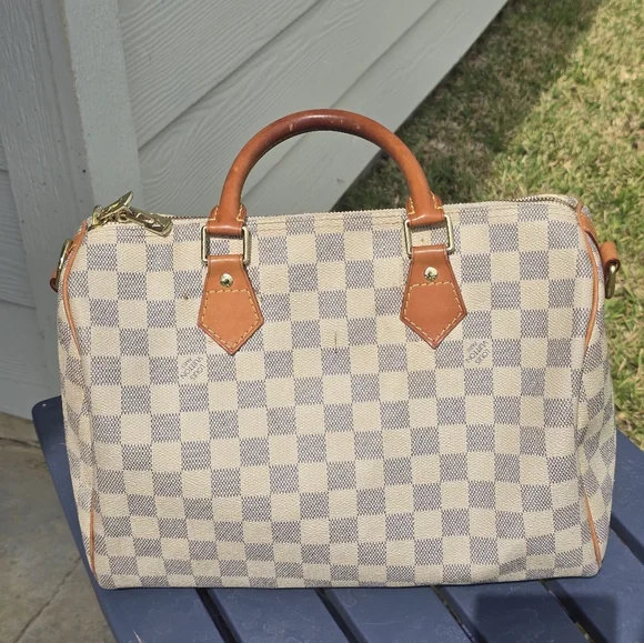 Louis Vuitton Checkered Tan Brown Handbag Women 10x10 Inches Medium - Picture 10 of 16